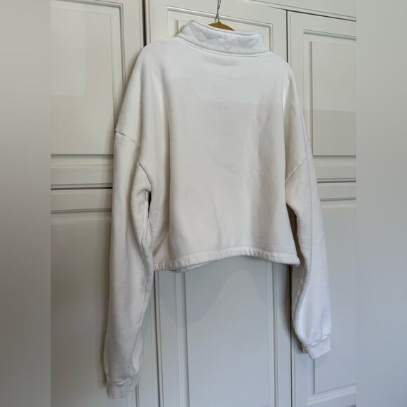 Set Active Women's Half Zip Pullover White Size XL Comfy Cotton Spring Pocket - Picture 3 of 8